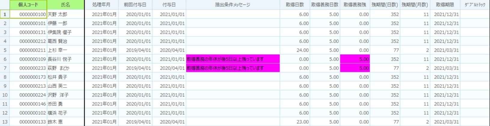 年休取得確認(オプション)