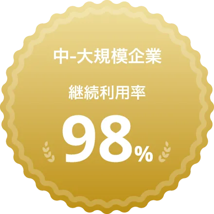 中-大規模企業 継続利用率98%