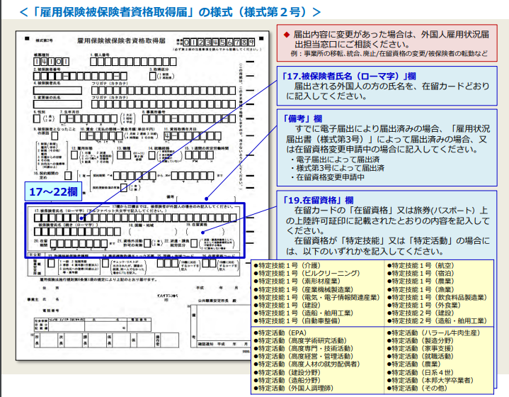 雇用保険被保険者資格取得届の様式（様式第2号）